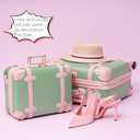 Vintage Luggage Set with Wheels, Retro Suitcase, Travel Trunk Set, Stylish Vintage Luggage Set for Women and Men (14inch&18inch, Green)