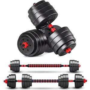 Adjustable-Dumbbells-Sets,Free Weights-Dumbbells Set of 2 Convertible To Barbell A Pair of Lightweight for Home Gym,Women and Men Equipment (red 80lbs(40lbs*2))