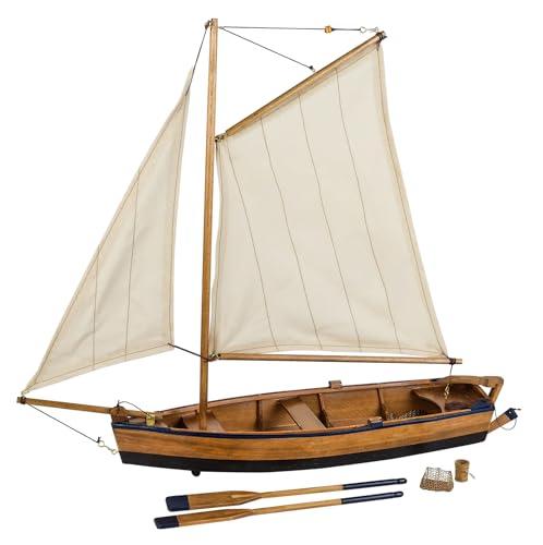 SAILINGSTORY Wooden Fishing Boat Model Rowboat Sailboat Model Nautical Beach Decor 18"