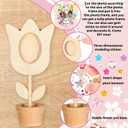 Tellingyou 18 Pcs Spring Craft Bulk Mothers Day Crafts for Kids Classroom Spring Flower Picture Frame Kit Flower Pot DIY Wood Picture Frames with 2 Gems Stickers Gift for Family Kids(Tulip Shape)