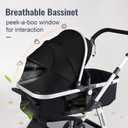 Hagaday Baby Stroller, 2-in-1 Reversible Toddler Seat with Bassinet Mode, Foldable Infant Stroller with Canopy, One Button Brake, Adjustable Handle, Newborn Pushchair(Black)