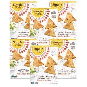 Simple Mills Veggie Pita Crackers, Himalayan Salt - Gluten Free, Vegan, Healthy Snacks, Paleo Friendly, 4.25 Ounce (Pack of 6), BBD: 04.12.2026