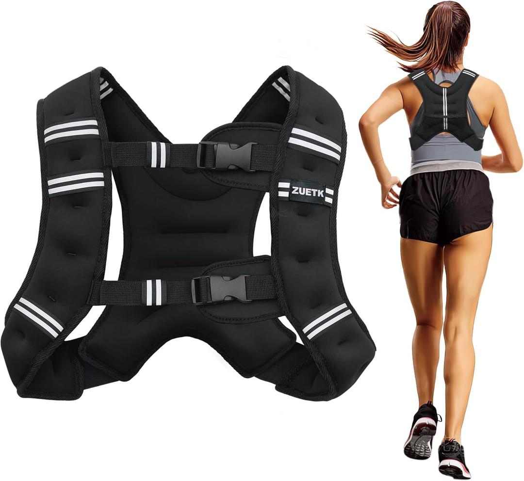 Weighted Vest, 25lb Weight Vest with Reflective Stripe, Weighted Vest for Men Women Workout Equipment for Strength Training, Running, Jogging, Fitness, Weight Loss (Black)