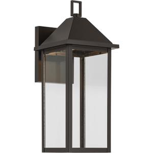 Kichler Prin 1-Light Outdoor DarkSky Wall Light, Updated Traditional Light with Clear Glass in Black, for Porch, Patio or Garage (16.75" x 6.75"), 59158OZDS