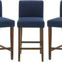 CHITA Counter Height Bar Stools Set of 3, 27" H Seat Height Upholstered Barstools, Fabric in Midnight Blue, Size: Enlarged 27" Height - 3pcs, 8.1"W x 22"D x 37.8"H. Seat Dimension: 17.3"W x 18.1"D x 26.8"H. Weight Capacity: 300 pounds