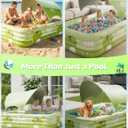 120" Large Inflatable Pool for Kids with Removable Canopy, 4-Layer Blow up Pool, 0.32mm Heavy Duty PVC, Family Durable Swimming Pool for Adults Pets Backyard Summer Green