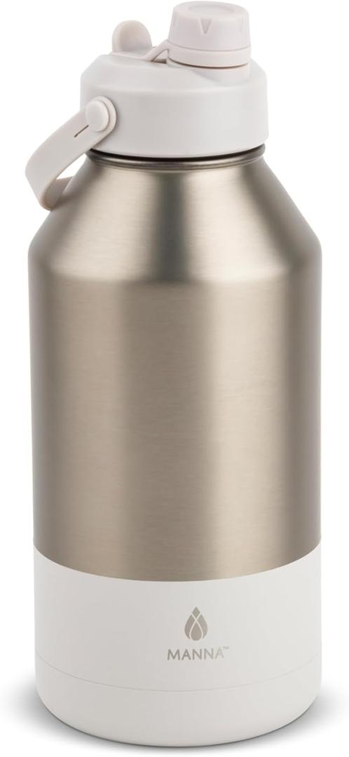 Manna Ranger Dual Insulated Stainless Steel Bottle - 64 Oz - Unbleached Matte Metallic