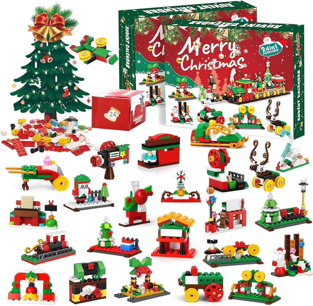 777 Pack Advent Calendar 2025 Building Block Kit-Train Set, 24-Day Countdown Toy Building Set Party Favors, Construction Toy Christmas Gift for Adults