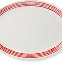 Certified International Dockside Red Oval Platter 16 x 12 Stylish Stoneware Serving Plate for Elegant Dinners & Gatherings. Ideal for presenting seafood, roast meats, appetizers, or baked goods.
