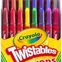 Crayola Twistables Crayons for Kids (24ct) Essential School Supplies for Girls & Boys, Toddler Coloring, Less Mess, Back to School Gifts for Kids (24 Count (Pack of 1))