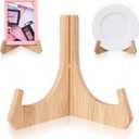 Bamboo Plate Holders Plate Stands for Display 6 Inch Wood Display Stand Displaying Frame Holder for Picture Dish Plaque Photo Book Platter Table Decorative Book Postcard Artworks Album