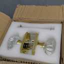 5 Pack Glass Crystal Door Knobs, Brushed Gold Crystal Passage Door Knobs Interior, Gorgeous Gold Crystal Glass Door Knob for Closet and Hall, Satin Brass