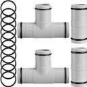 4 Pcs 1.25" to 1.25" Pool Hose Connector T Joint Filter Pump Hose Connector Adapter with O Rings and Washers for Above Ground Swimming Pool Parts Accessories Replacement, 2 and 3 Heads