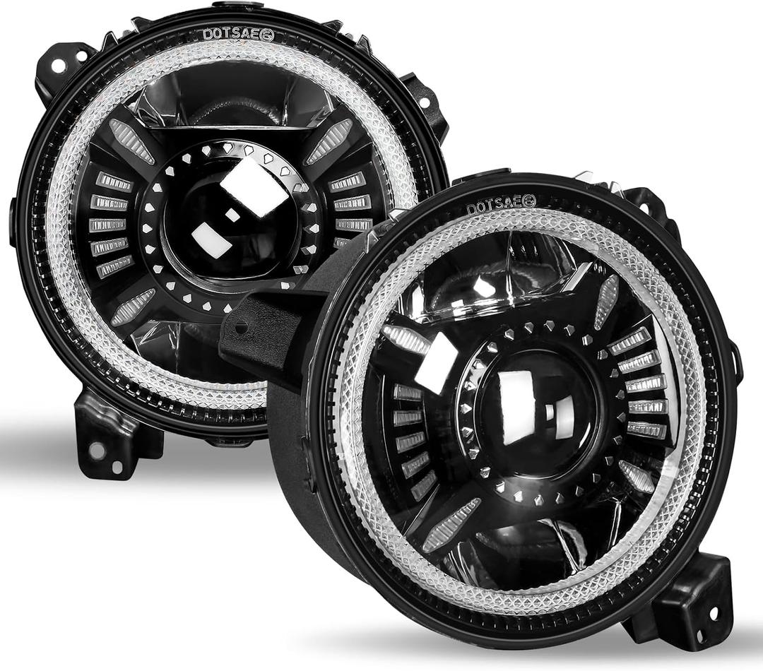UNI-SHINE 2 Pack 9 Inch LED Headlights Compatible with Jeep Wrangler JL/JLU 2018-2026, Gladiator JT 2019-2026 DRL and Turn Signal, High/Low Beam Halo Lights DOT Approved