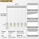 6-Lights Rectangle Modern Crystal Pendant Lights for Kitchen Island LED Dimmable Glam Pendant Lighting Chandelier for Dining Room Hallway Corner Lamp Nickel