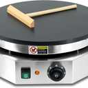 3000W Commercial Crepe Maker, 16" Non-Stick Electric Griddle with 0-300℃ Adjustable Temperature, Stainless Steel Pancake & Jianbing Machine with Wooden Spreader for Home, Snack Bar & Food Stall