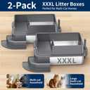 Stainless Steel Cat Litter Box – 2-Pack Extra Large Open Tray, Deep Gray