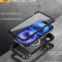 Lanhiem for iPhone 16 Metal Case with Camera Cover & Stand [Compatible with MagSafe] [Built-in Kickstand] [Military-Grade Protection] Heavy Duty Rugged Magnetic Phone Case, Black