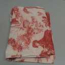 DriftAway Kitchen Curtains Toile Tier Linen Short Curtains Cafe 36 Inch Length for Living Room Bathroom Farmhouse French Country Vintage Printed Pattern Rod Pocket 2 Panels Red