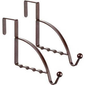 Hotop 2 Pcs Over The Door Hooks Over Door Hanger Sturdy Valet Hooks Mounted Hanging Storage Organizer Rack for Clothes Coats Towels Hats Scarves Purses(Bronze)