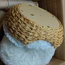 Cat Tree 39 Inches Cat Tower with Sisal Covered Scratching Real Wood Post, Handwoven PE Rattan 3 Baskets perches with Cozy Cushion, Cat Climbing, Cat Scratching Post (Light Gray Cushion)