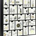 GUOER 2025 Wooden Advent Calendar, 13 Inch Christmas Advent Calendar with 25 Large Drawers, Christmas Countdown Calendar, Premium Wood Hand Painted Refillable Advent Cute Holiday Decoration (Black)