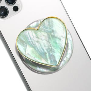 OnTheGrip Cute Natural Seashell Design Heart Shape Collapsible Mobile Phone Grip Stand Holder for Smartphone Tablet Cell Phone Accessory