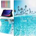 Case for Samsung Galaxy Tab S9 FE 10.9 Inch/S9 11 Inch 2023 Model, Auto Wake/Sleep, Premium PU Leather Folding Stand Cover with Pen Holder & Multiple Viewing Angles - Beach