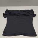 QINSEN People Solid Plain Off Shoulder Ruffled Rayon Top, XL