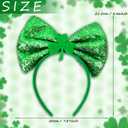 4 x St. Patrick's Day Shamrock Bow Headband for Women Girls Glitter Green Clover Leaf Headband Hair Band Irish Saint Patrick Party Festival Parade Accessories (Green)