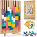 Montessori Wooden Stacking Puzzle Toy, Colored 3D Russian Block Stacking Jigsaw Puzzle Toy, Giant Building Block Board Game Educational Toys for Kids Brain Teasers for Toddlers 3-6 Years