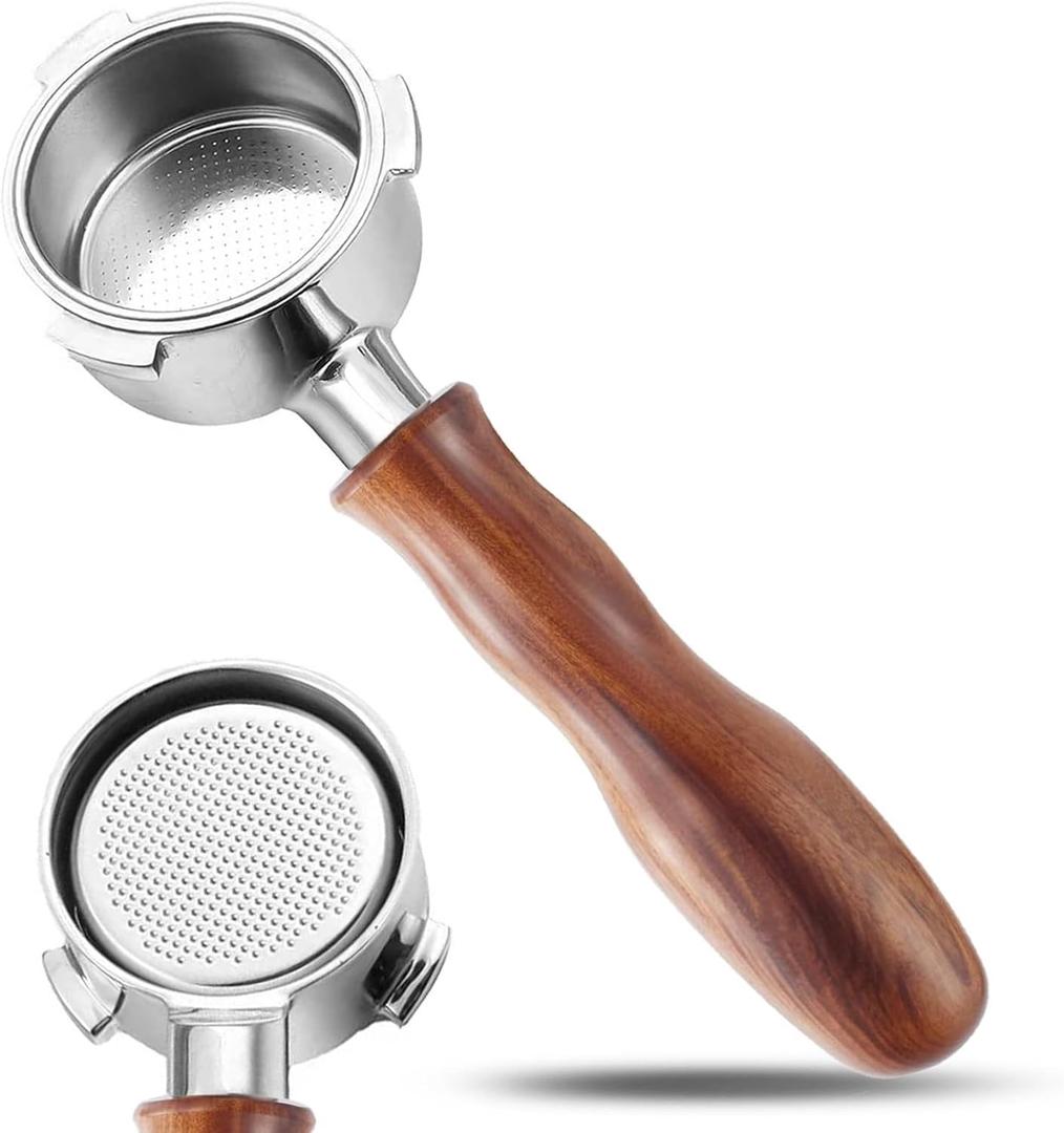 54mm Bottomless Portafilter with Puck Screen, Compatible with Breville BES870/880 & Solis, 3-Ear Stainless Head