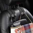 S SUNSBELL 2PCS Car Seat Back Double Hooks, Suede with Metal Car Seat Headrest Double Hooks, Mobile Phone Holder, Automotive Seat Back Organizers Car Headrest Support Hooks for Purses and Bags