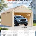VEVOR Carport Replacement Canopy Cover, 10 x 20 ft Potable Garage Tent Top Tarp with Sidewalls, UV-Resistant & Waterproof, Heavy Duty Car Shelter Tarp with Ball Buggees, Beige, Frame Not Included