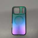 Aesthetic Case for iPhone 17 Pro Max Case for Women Girls [Compatible with Magsafe] Cute Girly Trendy Glitter Sparkly Rainbow Magnetic Protective Phone Cover, Matte Iridescent Blue & Green