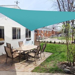 16' x 16' x 16' Sun Shade Sail Triangle Outdoor Canopy Cover UV Block for Backyard Porch Pergola Deck Garden Patio (Turquoise)