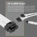 EZDIY-FAB GPU Power Sleeved Cable Extension, 16pin(12+4) 12VHPWR PCIe 5.0 Connector Male to 4X PCIE 8 PIN for RTX 3090Ti/RTX4090/RTX4080, with Pre-Installed Cable Combs-16AWG/White