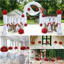 6pcs Wedding centerpieces for Tables 15.8" Red Artificial Flowers Rose Ball Arrangements Silk Flower Balls Floral for Wedding Christmas Party Table Home Decor (6, Red, 15.8'' Diam)