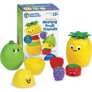 Learning Resources Big Feelings Nesting Fruit Friends, Social Emotional Toys for Toddlers, Sensory Toys, Speech Therapy Materials, Easter Toys ,Ages 18+ Months, 9 Pieces