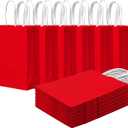 Qiqee 24PCS Small Gift Bag With Handles Bulk 8.3"X6"X3" Gift Bags Red Bags Multiple Uses (Small Size)