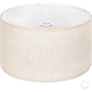 OUTON Beige Large Drum Lamp Shades for Floor Lamps, 16" Top x16" Bottom x 9" High, Easy to Assemble, Replacement Linen Lampshades for Table Lamps & Bedside Lamps (1.65" Spider)