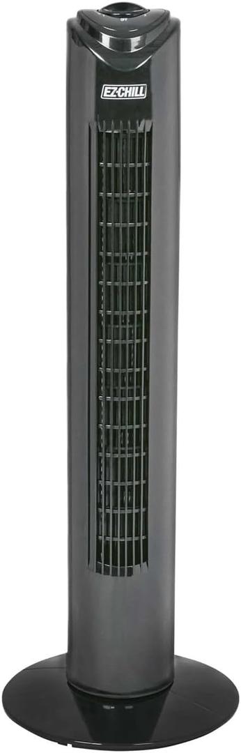 EZ-CHILL 32" 3-Speed Oscillating Portable Tower Fan, 90 Degree Oscillation, Portable Built-in Carry Handle, Quiet Operation, MTTF-32 (Black)