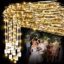 48 Pcs Lighted Wedding Fairy Wands LED Foil Tinsel Wedding Sticks LED Light Up Stick Glow in The Dark Flashing Wands Sparklers for Birthday Party Favors (Champagne)