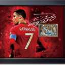 sufenvera Signed CR7 Cristiano Ronaldo Framed Photo Collage Poster 10x8 Inch, Juventus vs. Real Madrid Film Display of UEFA Champions League 2017-18 Quarterfinal, Gifts for Soccer Fan