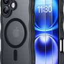 SPIDERCASE Magnetic for iPhone 16 Case, [Curly Wave Edge] with [2 Tempered Glass Screen Protector] [Full Camera Protection] Anti-Fingerprint Anti-Scratch Case for iPhone 16 6.1, Black