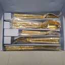 Gold Silverware 18/10 Stainless Steel 40-Piece Mirror Polishing Flatware Round Hammered Cutlery Set Service for 8