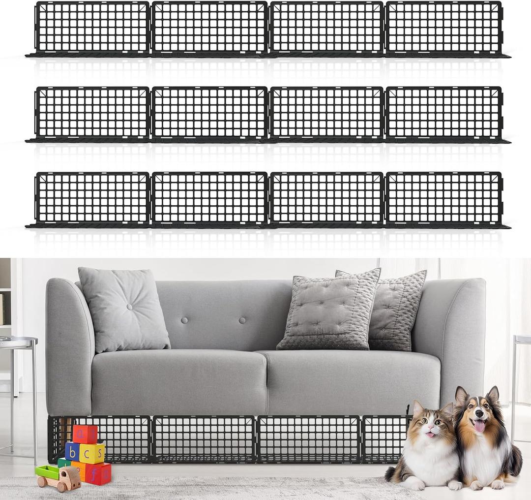 HONKID Under Couch Blocker 12 Pack, Under Bed Blocker Prevents Toys & Pets Under Furniture, Ideal for Living Room, Bedroom, Playroom (6.7" H x 14.5" L)