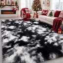Black White Grey Bedroom Rugs 4x6 Ft,Soft Fuzzy Plush Indoor Floor Area Rug