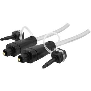GE Pro 6 ft. (1.8M) Digital Fiber Optic Audio Toslink Cable with Mini Toslink Adapters, High Grade, Compatible with Streaming Devices, Surround Sound, Blu-Ray, DVD, DVR, Sound Bars, and More, 33533, BLACK