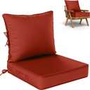 Outdoor Seat Cushion Set 19 L 19 W 4 H Inch Waterproof & Fade Resistant Patio Furniture Cushions with Removable Cover with Handle and Straps for Sofa Chairs, Chairs, Terra Red